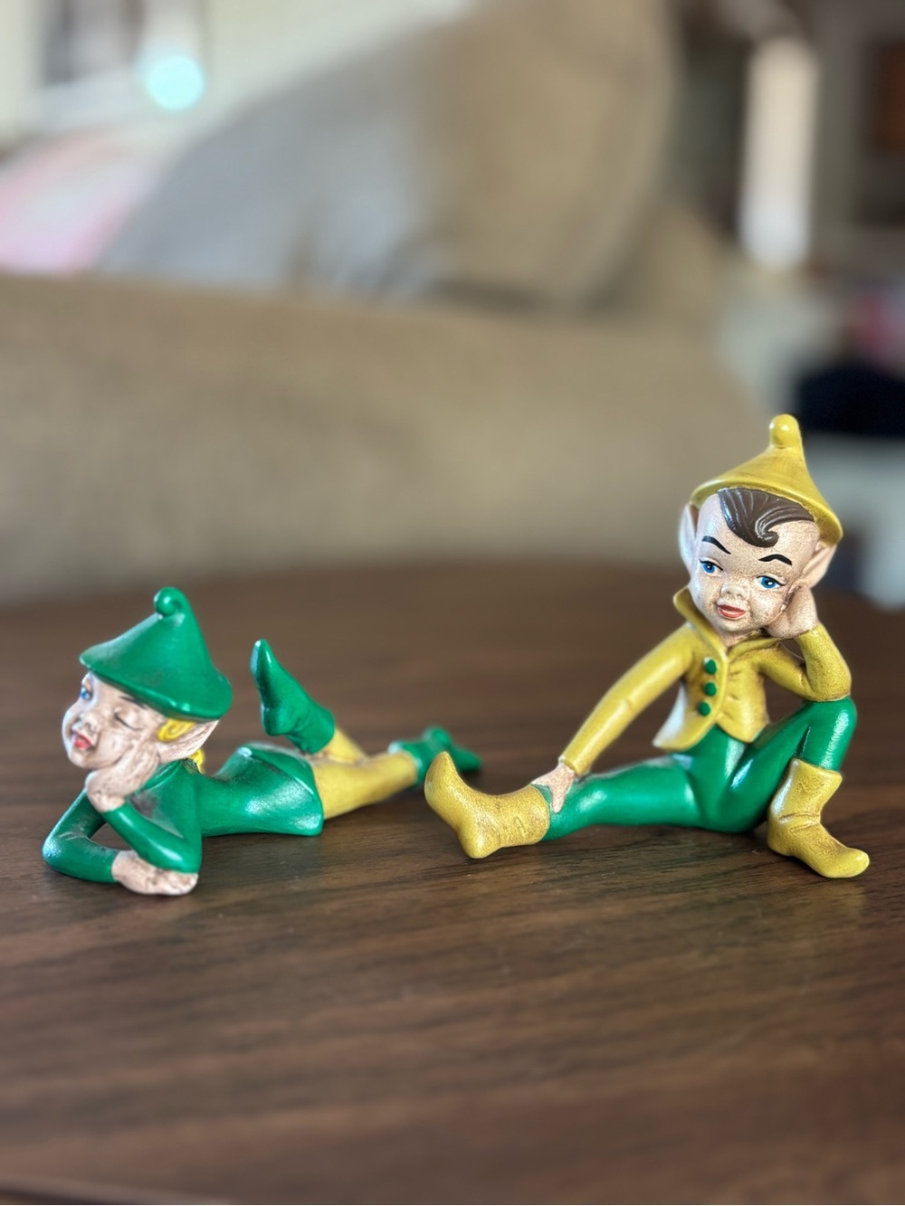 Vintage Holland Mold Pixie Elf Figurines Set of 2 Mid Century Ceramic PMB
